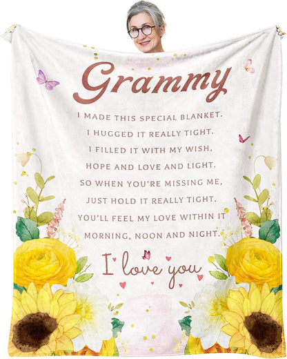 Blanket for Grammy Gifts, “I made this special blanket. I hugged it really tight... I love you”, From Grandchildren, Birthday, Christmas, Inspirational