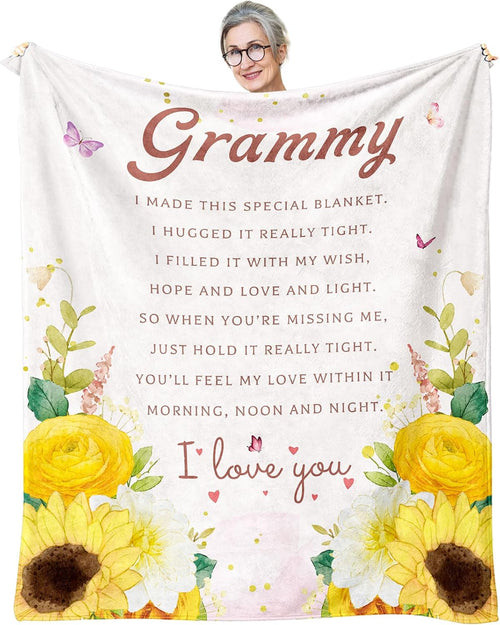 Blanket for Grammy Gifts, “I made this special blanket. I hugged it really tight... I love you”, From Grandchildren, Birthday, Christmas, Inspirational