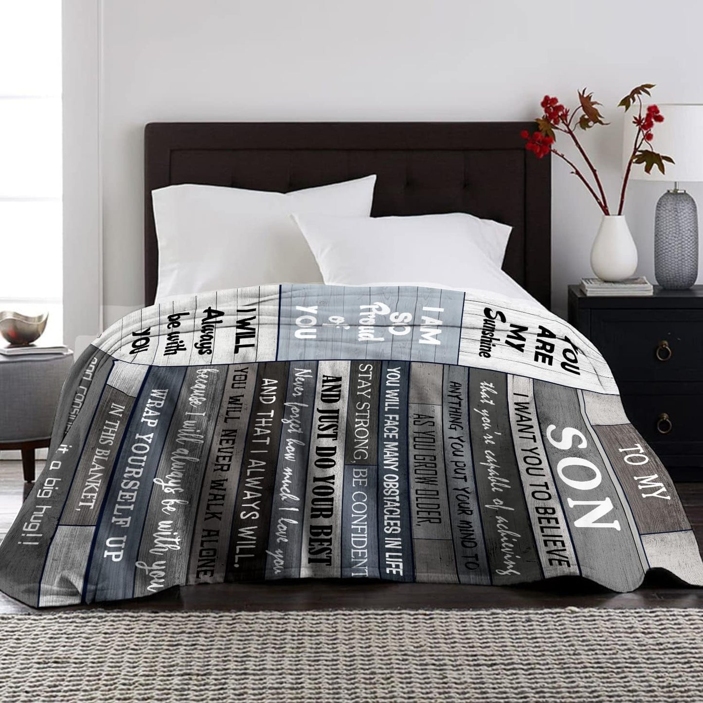 Blanket for Son Gifts, “You Are My Sunshine, I Am So Proud of You, I Will Always Be With You”, From Mom Dad, Birthday, Christmas, Graduation, Inspirational