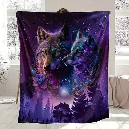 Gifts for Wolf Lovers Blanket - Star Light, Star Bright, Wolf Spirit Shines Tonight - From Family, Birthday, Christmas, Everyday Encouragement, Inspirational