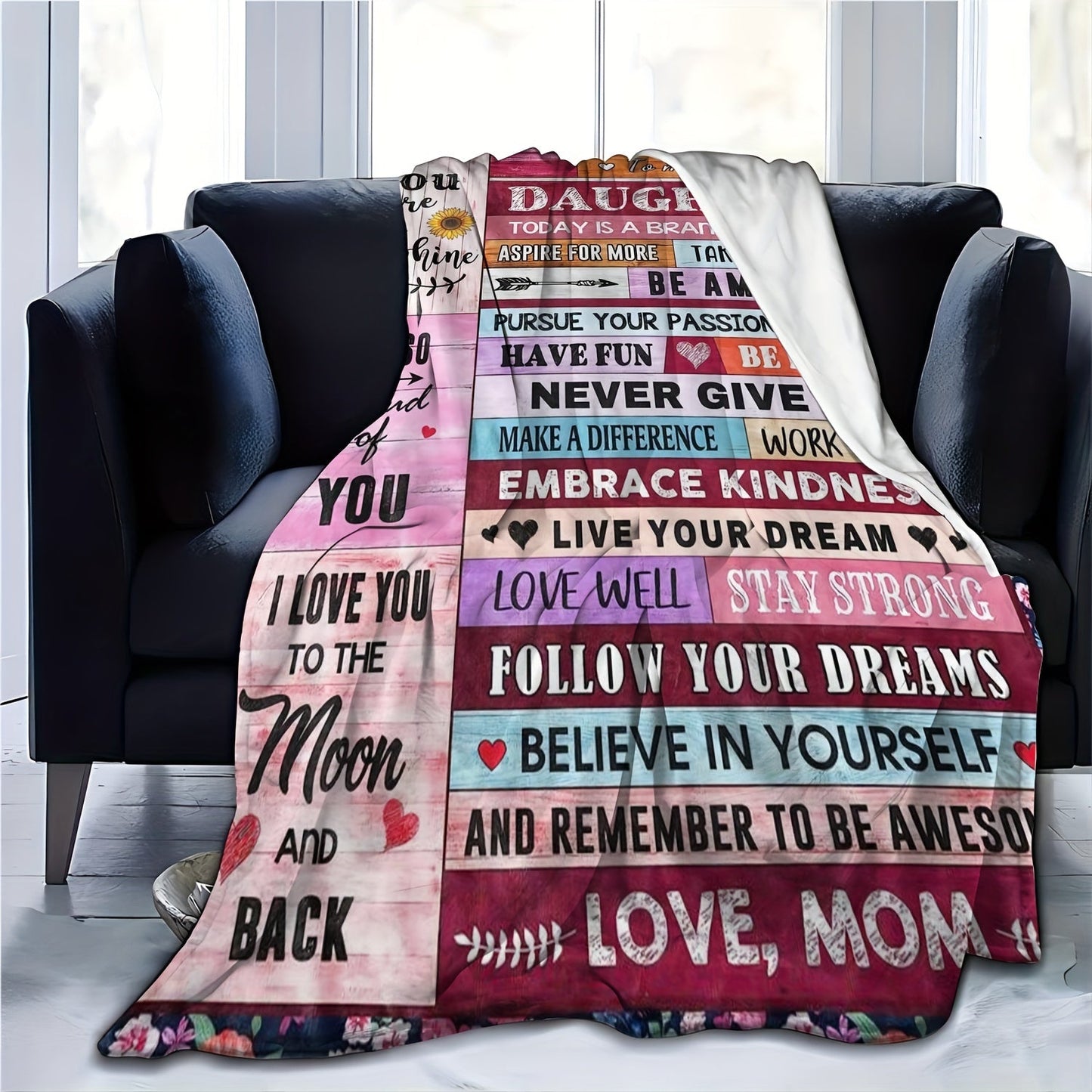 Blanket for Daughter Gifts - You Are My Sunshine I Am So Proud of You I Love You to the Moon and Back,” From Mom, Birthday Christmas Graduation Everyday Encouragement, Inspirational Motivational
