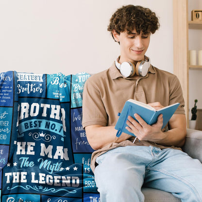 Blanket for Brother Gifts, “Brother Best No. 1 The Man The Myth The Legend”, From Sister or Family, Birthday Christmas Graduation, Inspirational