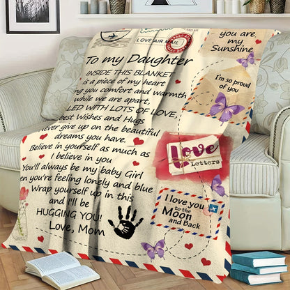 Gifts for Daughter Blanket - To my Daughter Inside This Blanket is a piece of my heart - From Mom, Birthday Christmas Everyday Encouragement, Inspirational Motivational