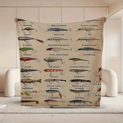 Gifts for Fisherman Blanket - Minnow, Crank, Popper, Rattlin, Walker - From Parents, Birthday, Christmas, Everyday Encouragement, Inspirational