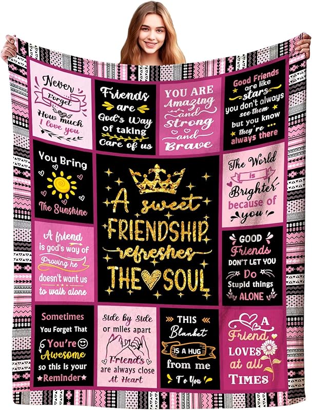 Gifts for Best Friend Blanket, "A Sweet Friendship Refreshes the Soul", From Friend, Birthday, Christmas, Graduation, Inspirational