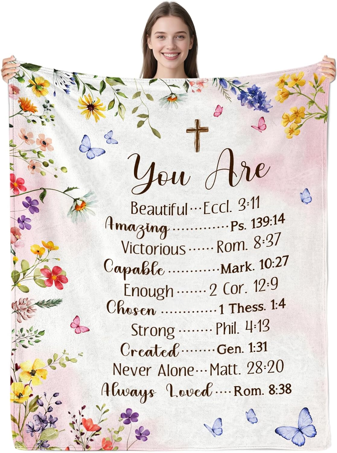 Blanket for Daughter Gifts, “You Are Beautiful, Amazing, Victorious, Always Loved”, From Mom Dad, Birthday, Christmas, Inspirational