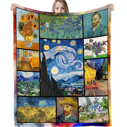Gifts for Art Lovers Blanket - Starry Night - From Parents, Birthday Christmas Graduation, Inspirational Artistic Collection Blanket