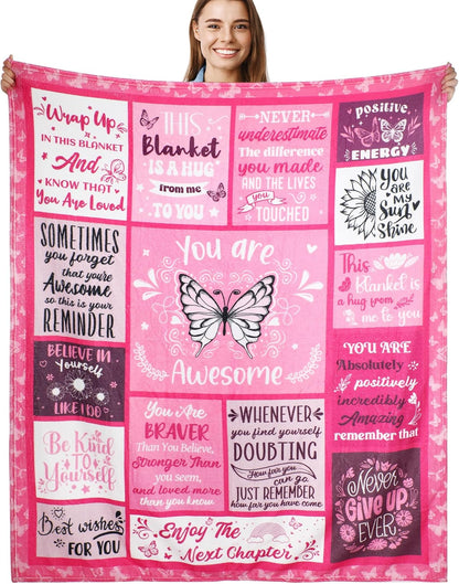 Blanket for Daughter Gifts, “You are Awesome”, From Mom, Birthday Christmas Graduation Holiday, Inspirational Motivational