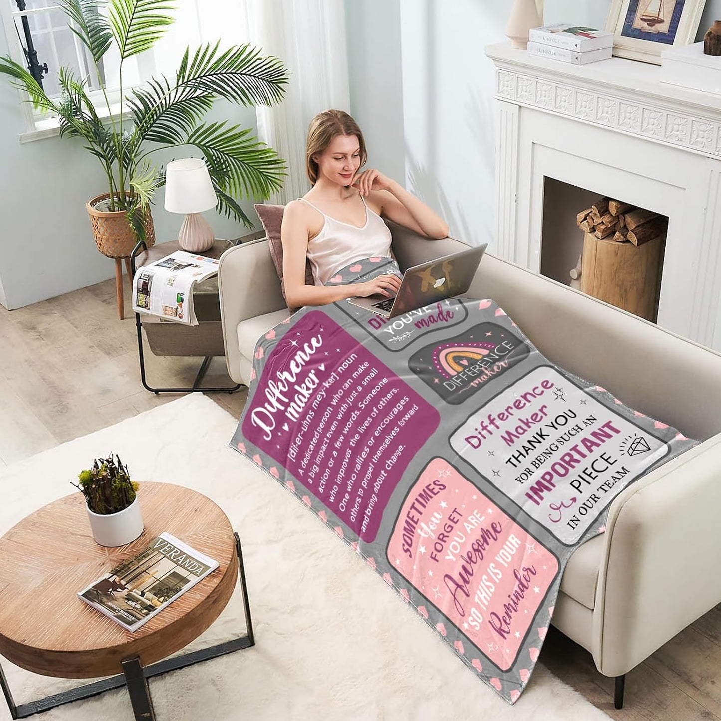 Blanket for Team Gifts, “Difference Maker Thank You for Being Such an Important Piece in Our Team”, From Coworkers, Birthday, Christmas, Inspirational