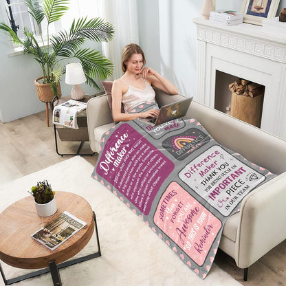 Blanket for Team Gifts, “Difference Maker Thank You for Being Such an Important Piece in Our Team”, From Coworkers, Birthday, Christmas, Inspirational