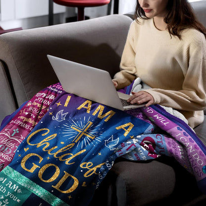 Blanket for Son Gifts, “I Am a Child of God”, From Mom Dad, Birthday, Christmas, Graduation, Inspirational Motivational