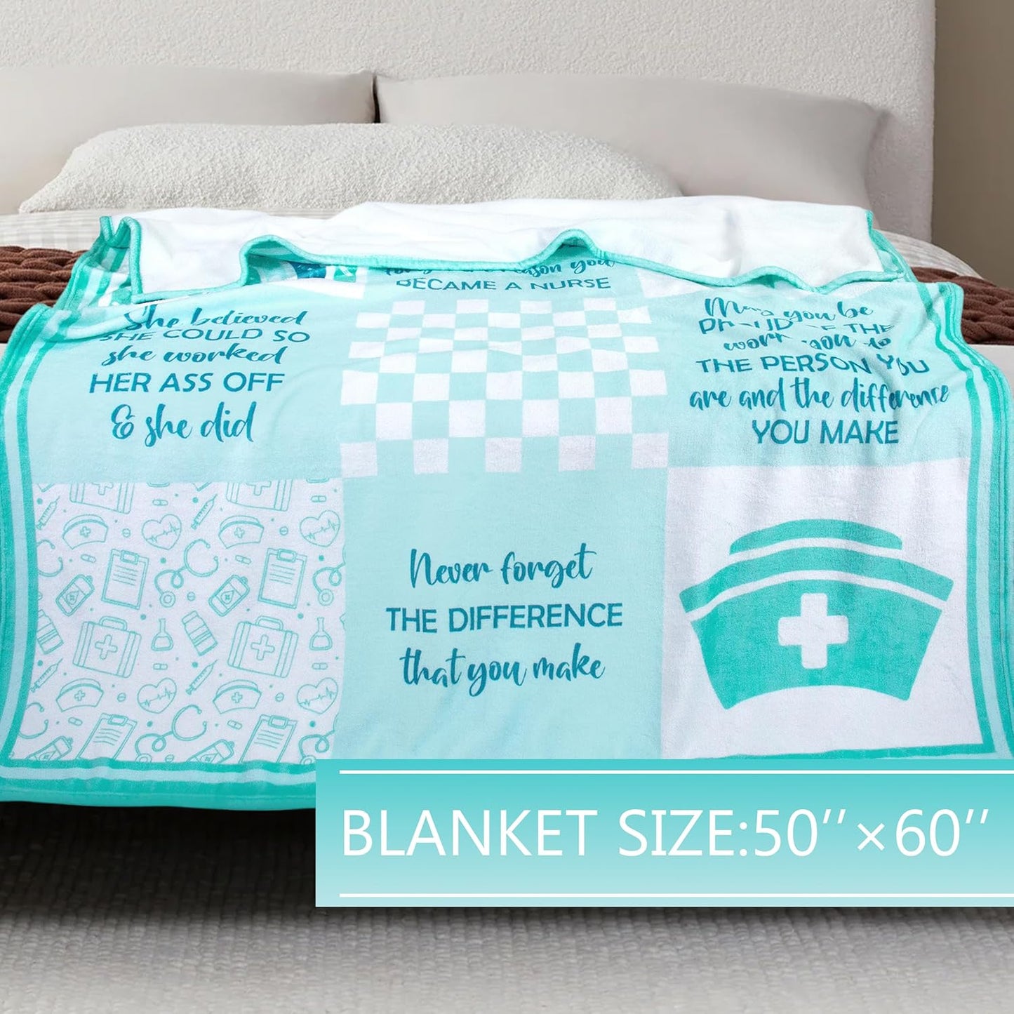 Gifts for Nurse Blanket, “No Matter How Difficult the Days May Get Never Forget the Reason You Became a Nurse”, From Parents, Birthday Christmas Graduation, Inspirational Motivational