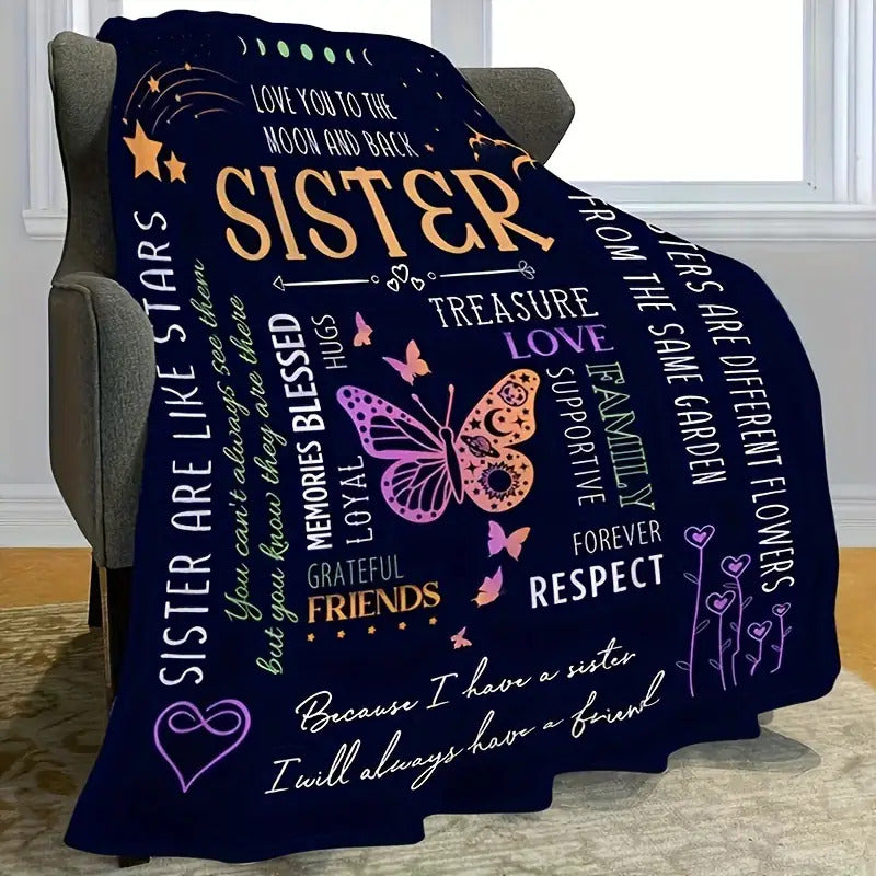 🔖☃️Winter Sale 55% OFF: 🌞Blanket for Sister Gifts - 🤗Love You to the Moon and Back Sister - From Family, Birthday, Christmas, Everyday Encouragement, Inspirational Motivation