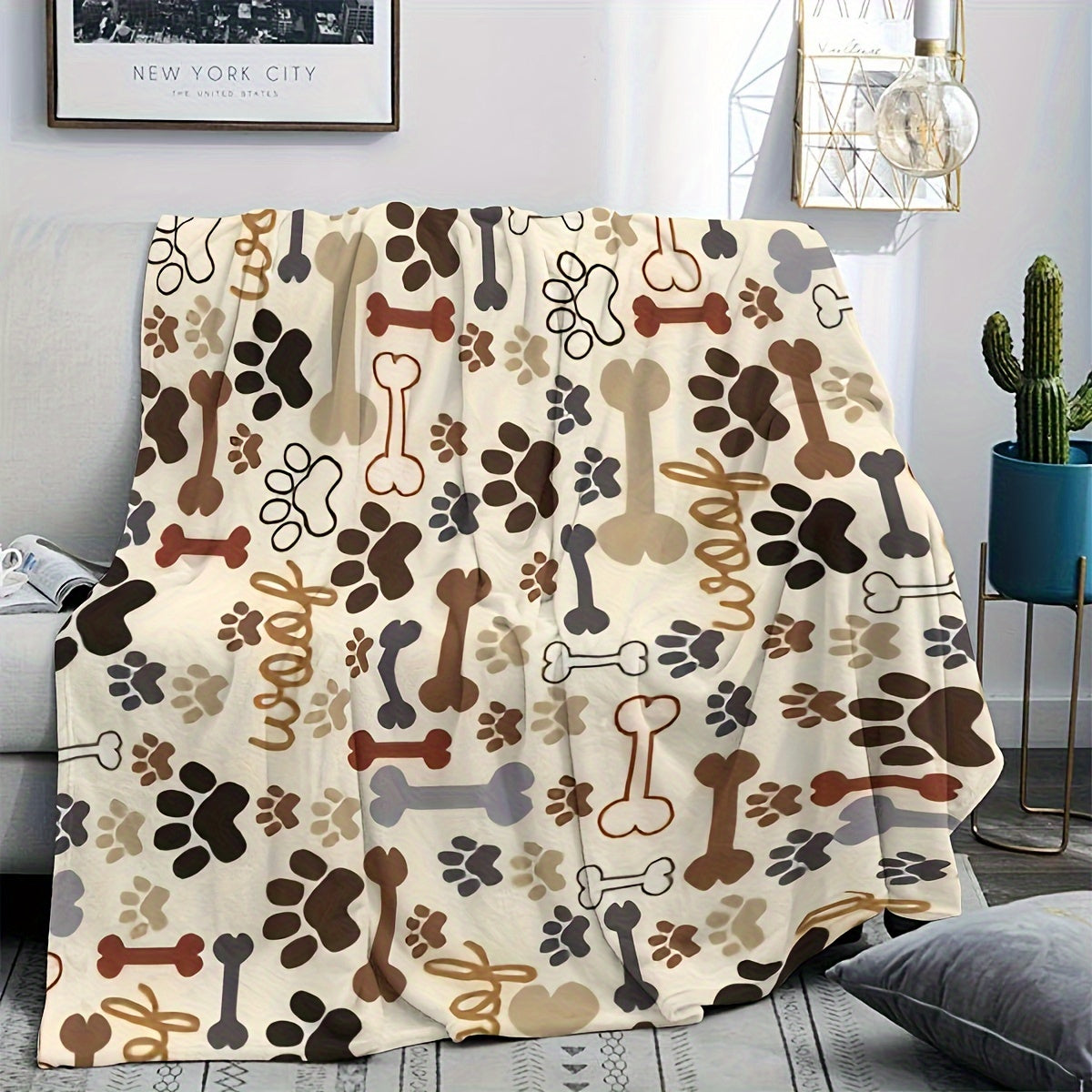 Gifts for Dog Lovers Blanket, "Woof" Pattern Repeat Design, From Pet Owners, Birthday, Christmas, Everyday Encouragement, Motivational Theme