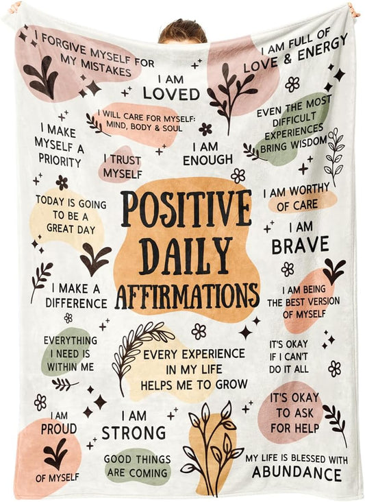 Blanket for Daughter Gifts, "Positive Daily Affirmations", From Mom Dad, Birthday, Christmas, Graduation, Everyday Encouragement, Inspirational