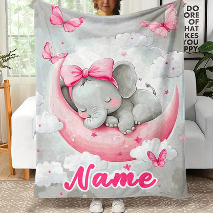 Blanket for Daughter Gifts - Name - From Parents, Birthday, Christmas, Everyday Encouragement, Inspirational, Cute Elephant Design