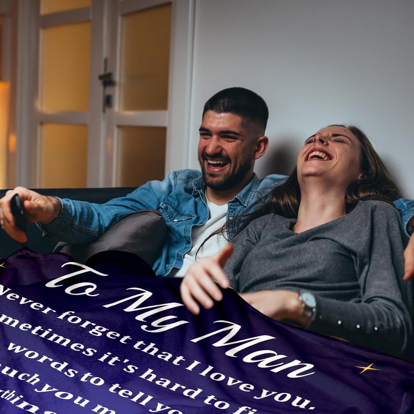 Blanket for Husband Gifts, “To My Man Never forget that I love you”, From Wife, Birthday Christmas Anniversary, Inspirational