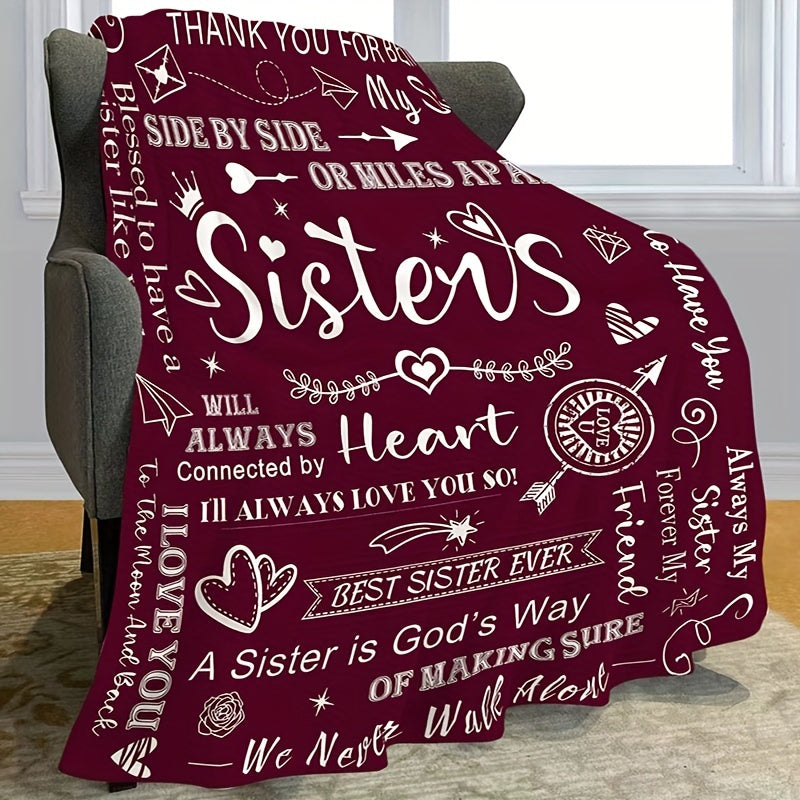 Blanket for Sister Gifts - Sisters Side by Side or Miles Apart Always Connected by Heart - From Sibling, Birthday, Christmas, Everyday Encouragement, Inspirational