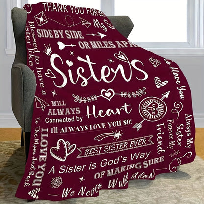 Blanket for Sister Gifts - Sisters Side by Side or Miles Apart Always Connected by Heart - From Sibling, Birthday, Christmas, Everyday Encouragement, Inspirational