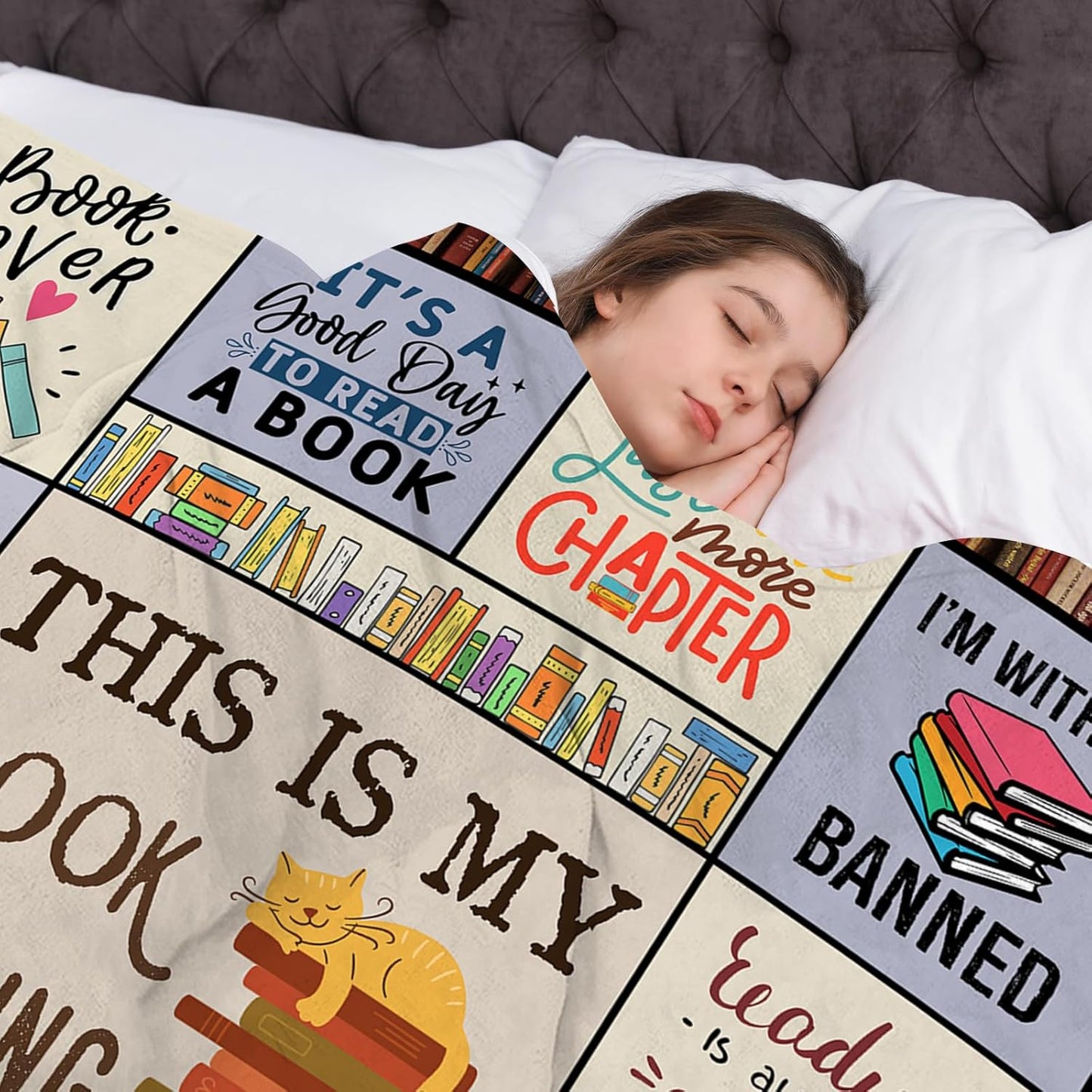 Blanket for Book Lover Gifts, “This Is My Book Reading Blanket”, From Parents, Birthday Christmas Graduation Everyday, Inspirational