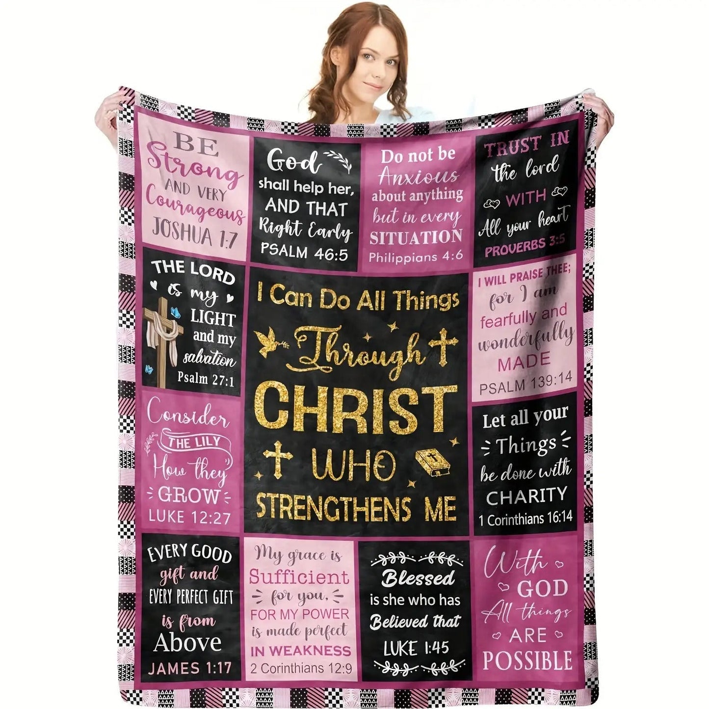 Gifts for Daughter Blanket - I Can Do All Things Through Christ Who Strengthens Me - From Parents, Birthday, Christmas, Everyday Encouragement, Inspirational Faith