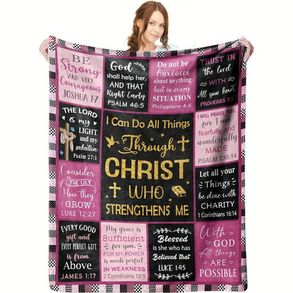 Gifts for Daughter Blanket - I Can Do All Things Through Christ Who Strengthens Me - From Parents, Birthday, Christmas, Everyday Encouragement, Inspirational Faith