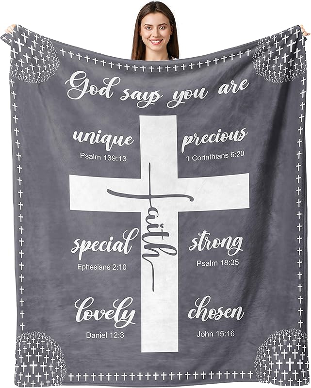 Blanket for Son Gifts, “You Are… Beautiful, Victorious, Strong, Never Alone, Always Loved”, From Parents, Birthday, Graduation, Inspirational