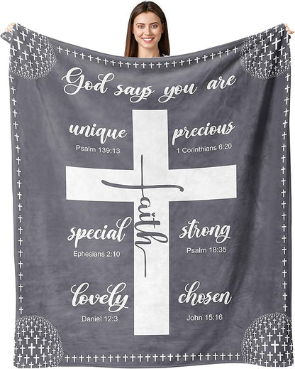 Blanket for Son Gifts, “You Are… Beautiful, Victorious, Strong, Never Alone, Always Loved”, From Parents, Birthday, Graduation, Inspirational