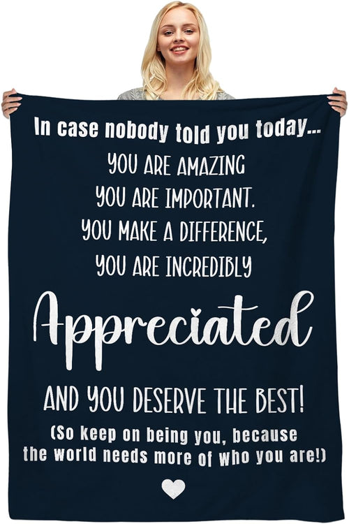 Blanket for Son Gifts, "In case nobody told you today... You are incredibly appreciated", From Parents, Birthday, Christmas, Inspirational