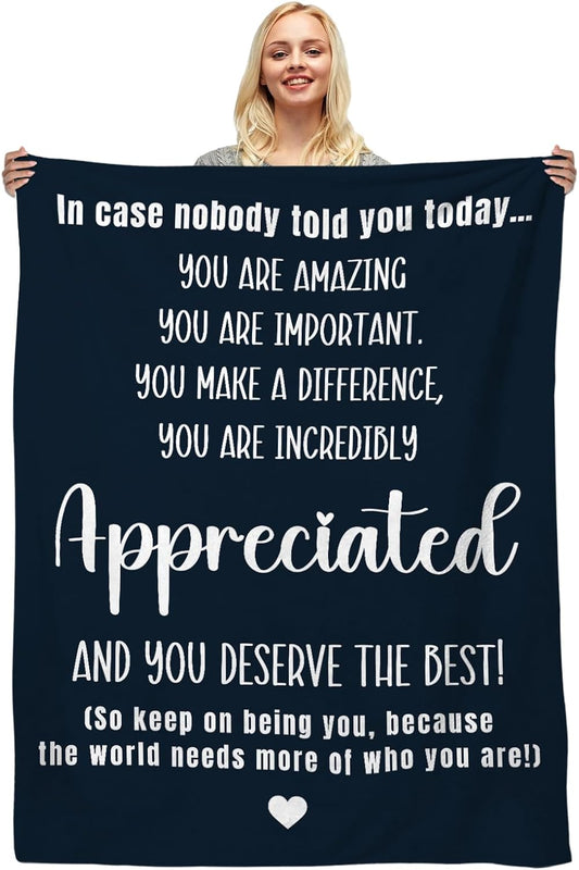 Blanket for Son Gifts, "In case nobody told you today... You are incredibly appreciated", From Parents, Birthday, Christmas, Inspirational