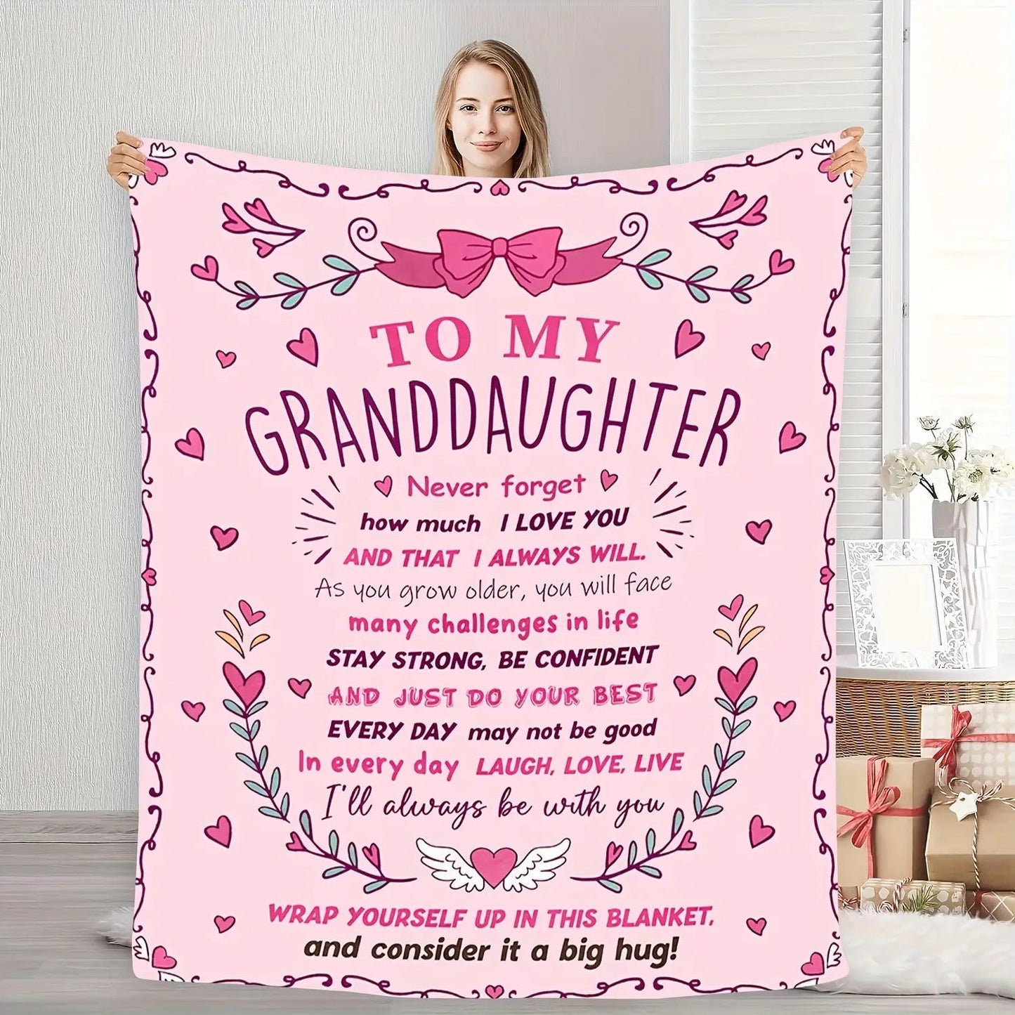 Blanket for Granddaughter Gifts - To My Granddaughter Never forget how much I love you and that I always will - From Grandparents, Birthday, Christmas, Everyday Encouragement, Inspirational
