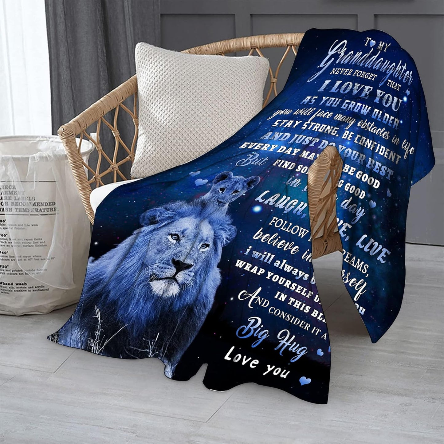 Gifts for Granddaughter Blanket, “Never Forget That I Love You As You Grow Older”, From Grandparents, Birthday Christmas Graduation, Inspirational