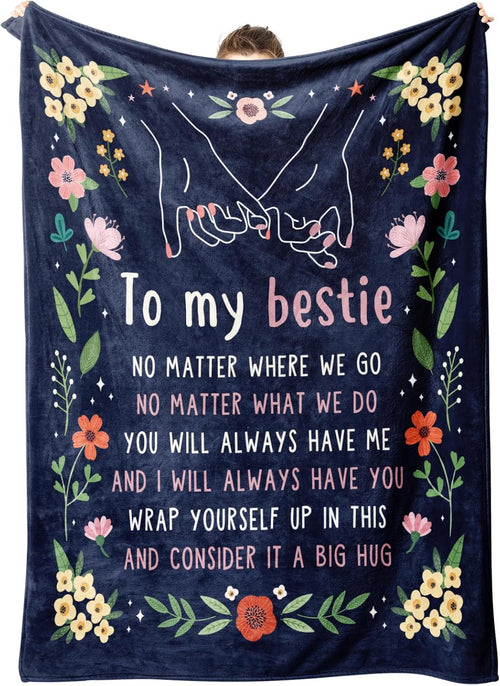 Blanket for Best Friend Gifts, “To my bestie…Wrap yourself up in this and consider it a big hug”, From Bestie, Birthday, Christmas, Inspirational