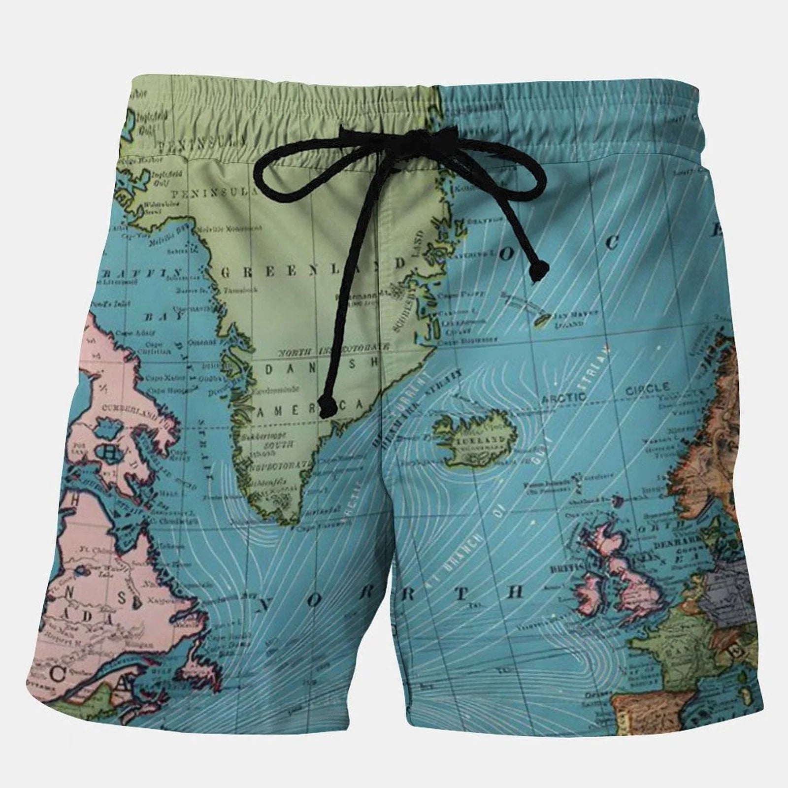 Map Pattern Stretch Shorts