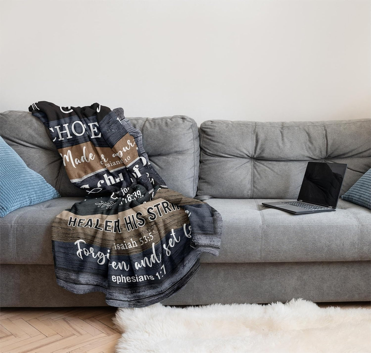 Blanket for Son Gifts, “Man of God You Are Chosen Made for a Purpose”, From Parents, Birthday, Graduation, Christmas, Inspirational