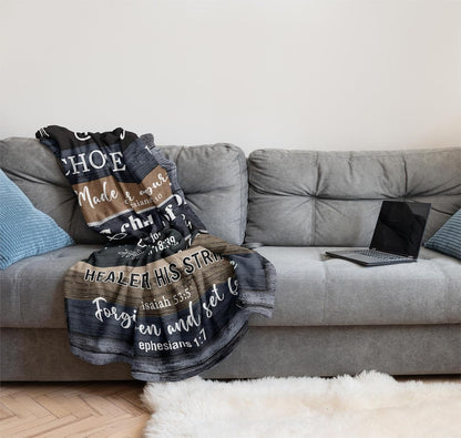 Blanket for Son Gifts, “Man of God You Are Chosen Made for a Purpose”, From Parents, Birthday, Graduation, Christmas, Inspirational