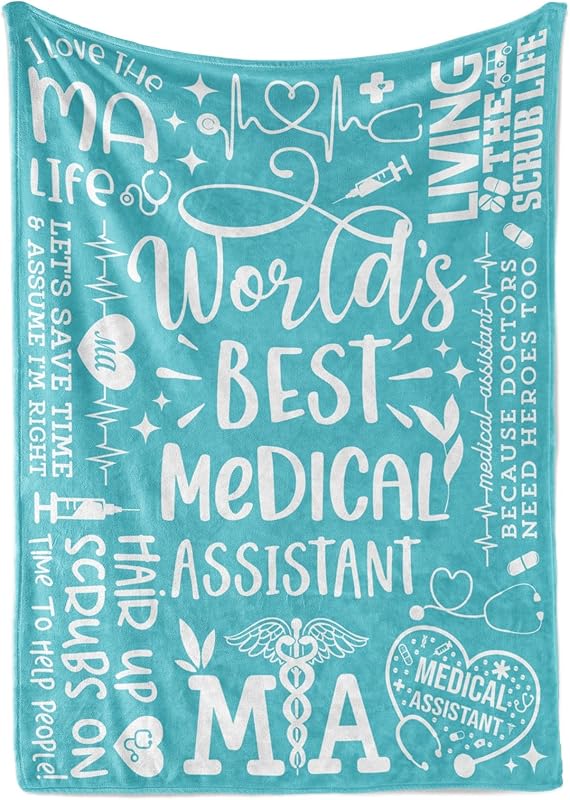 Blanket for Medical Assistant Gifts, “World’s Best Medical Assistant”, From Parents, Birthday, Christmas, Graduation, Inspirational