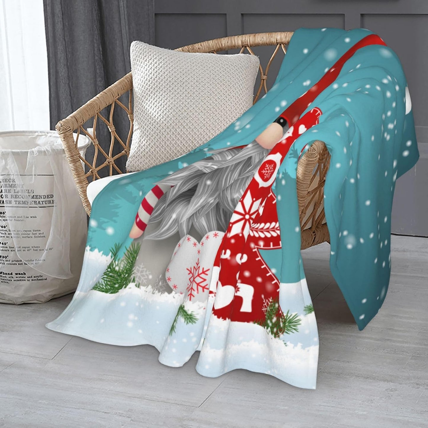 Blanket for Son Gifts, “Gnome and Christmas Tree with Love and Reindeer”, From Mom Dad, Birthday, Christmas, Holiday, Inspirational