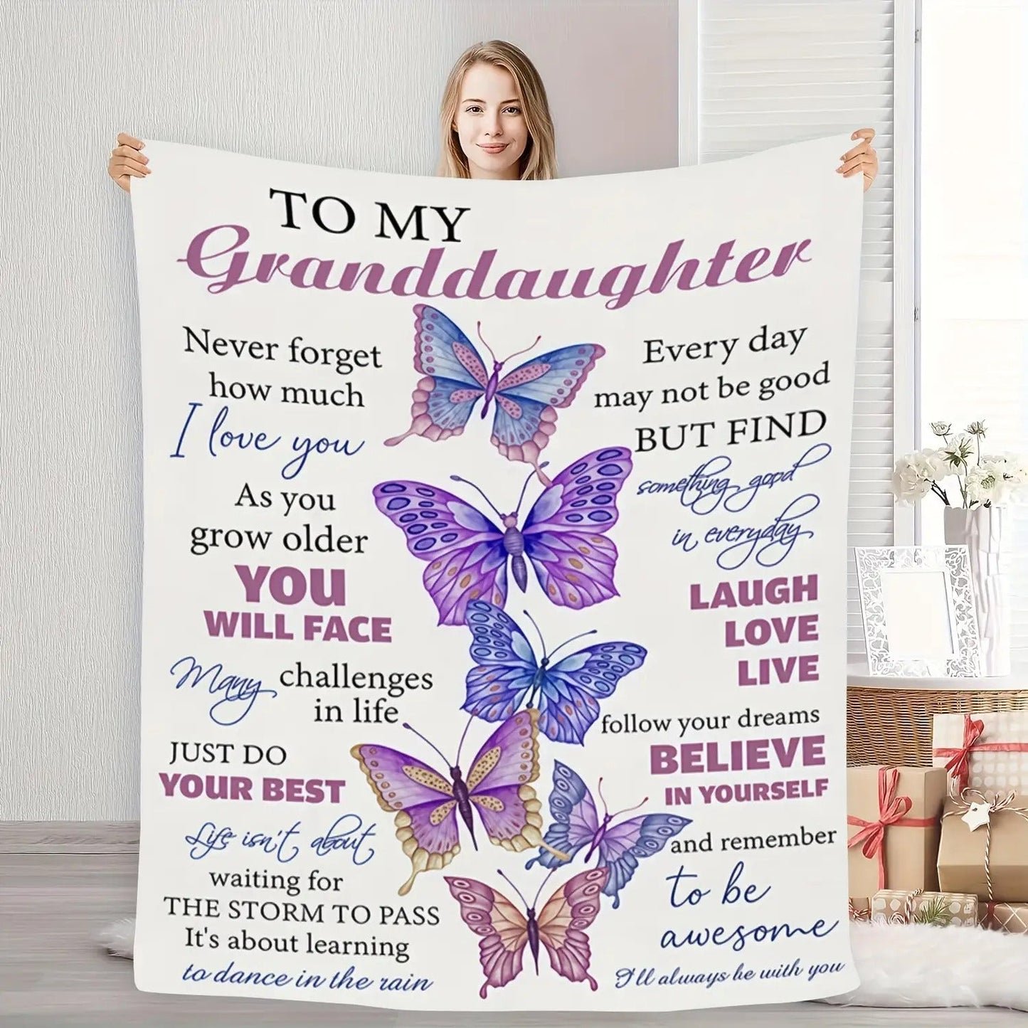 Blanket for Granddaughter Gifts - To My Granddaughter Never Forget How Much I Love You,” From Grandparents, Birthday, Graduation, Everyday Encouragement, Inspirational