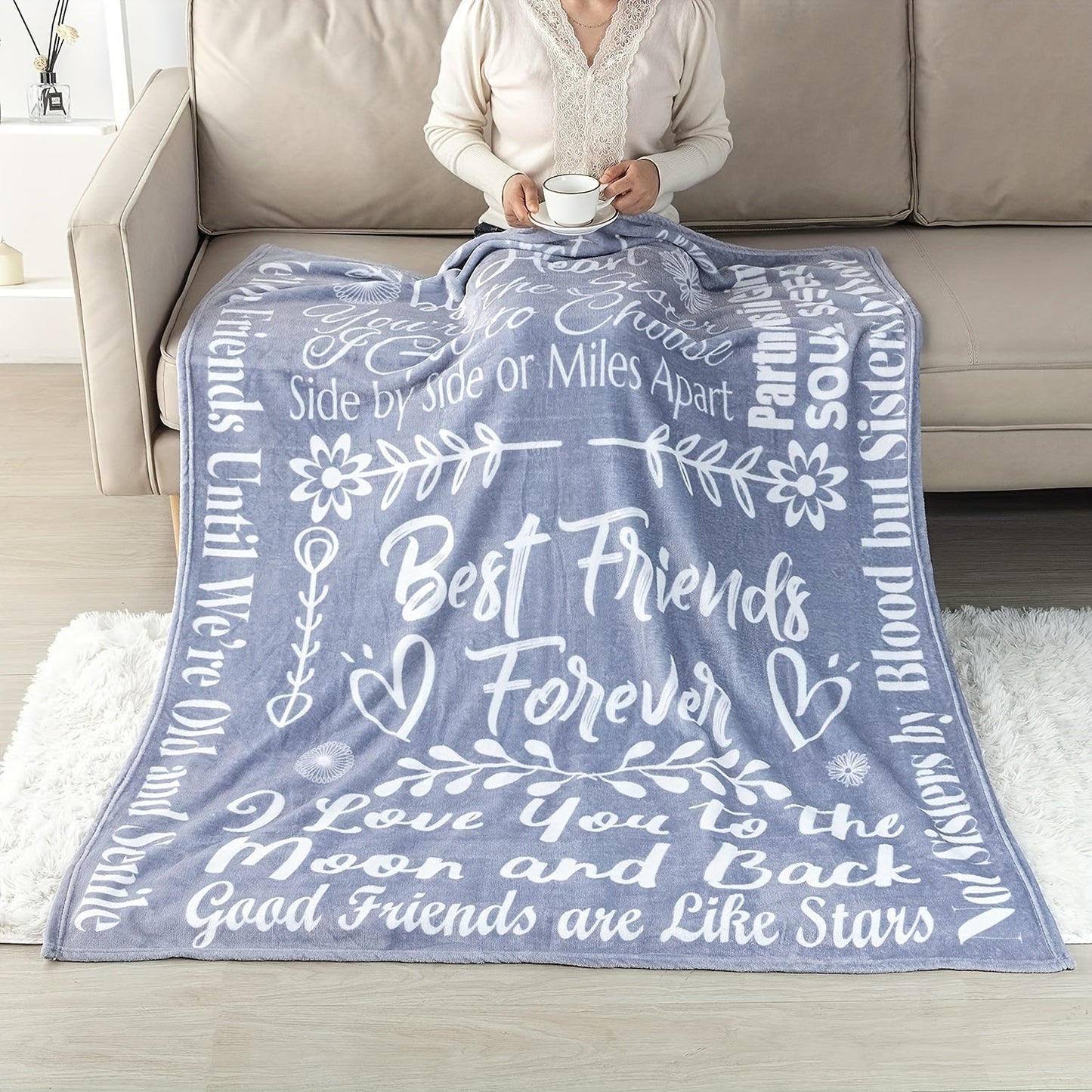 Blanket for Sister Gifts - Best Friends Forever, I Love You to the Moon and Back - From Siblings, Birthday, Christmas, Everyday Encouragement, Inspirational