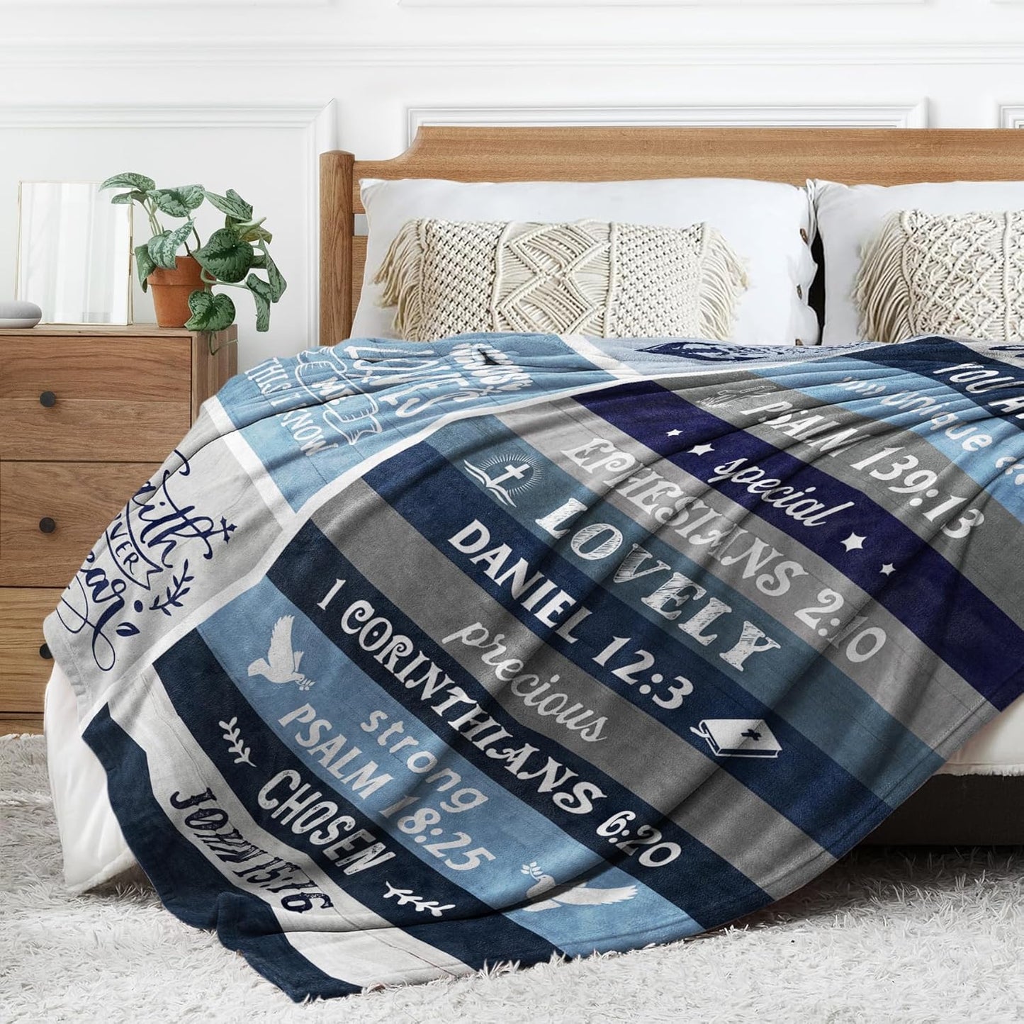Blanket for Son Gifts, “God Says You Are Unique Special Lovely Precious Strong Chosen”, From Mom Dad, Birthday Christmas, Inspirational