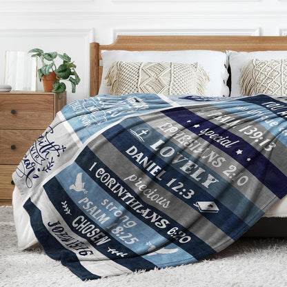 Blanket for Son Gifts, “God Says You Are Unique Special Lovely Precious Strong Chosen”, From Mom Dad, Birthday Christmas, Inspirational