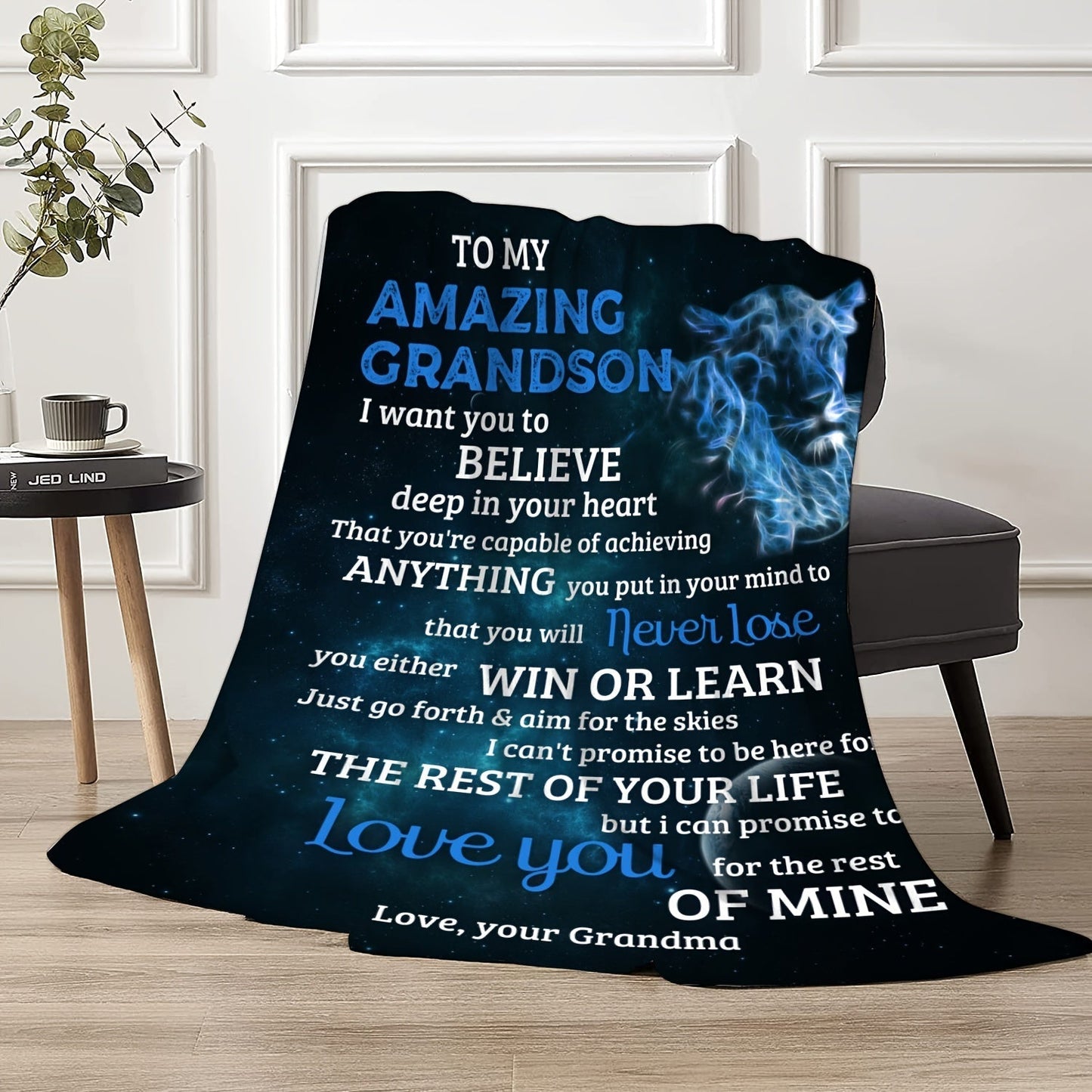 Gifts for Grandson Blanket - To My Amazing Grandson I Want You to Believe Deep in Your Heart,” From Grandma, Birthday, Graduation, Everyday Encouragement, Inspirational