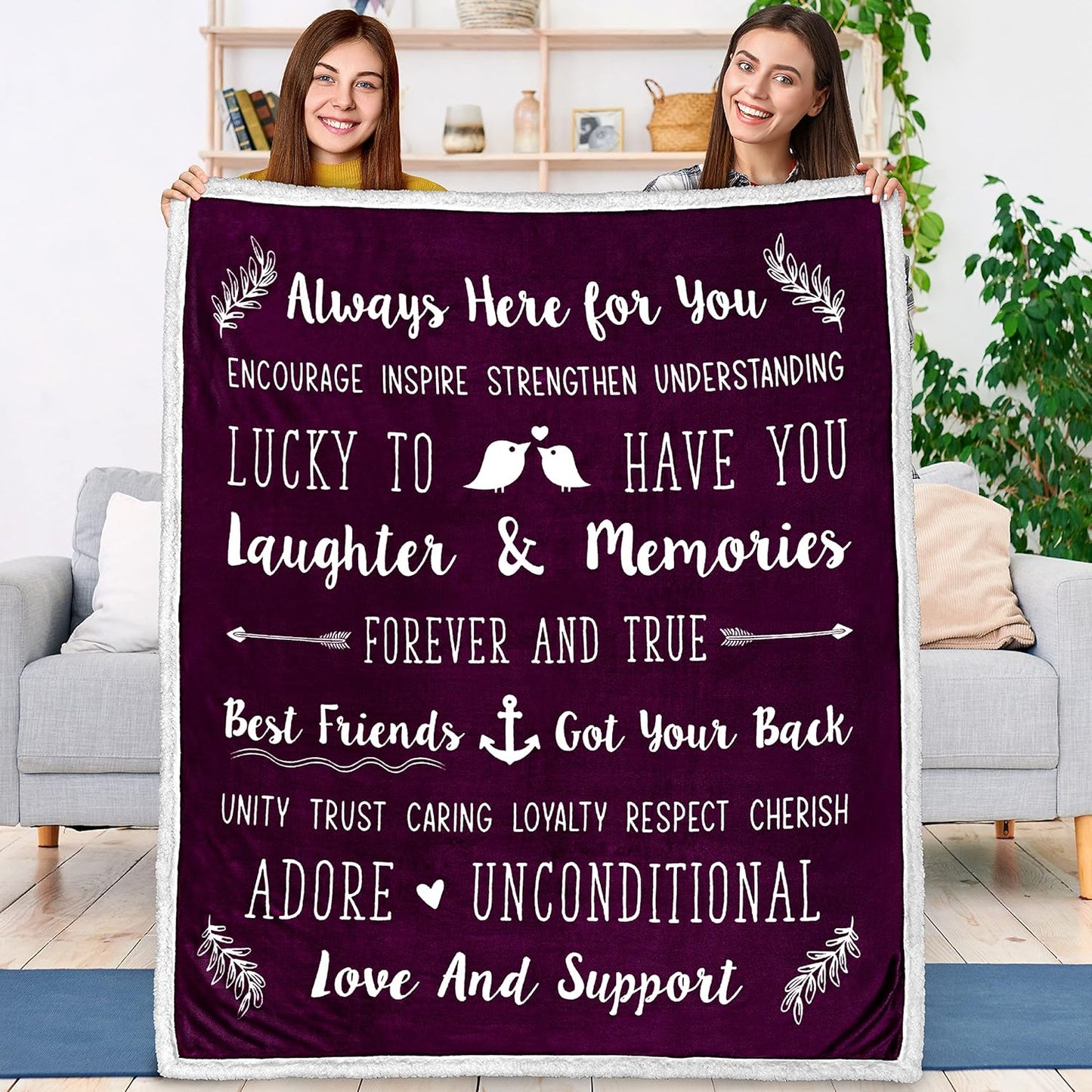 Blanket for Son Gifts, “Always Here for You Lucky to Have You Laughter & Memories”, From Parents, Birthday, Graduation, Inspirational