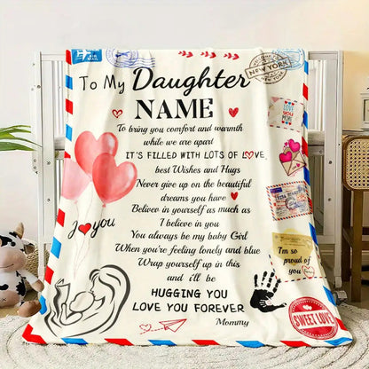 Blanket for Daughter Gifts - Hugging You I Love You Forever Mommy - From Mom, Birthday, Christmas, Everyday Encouragement, Inspirational