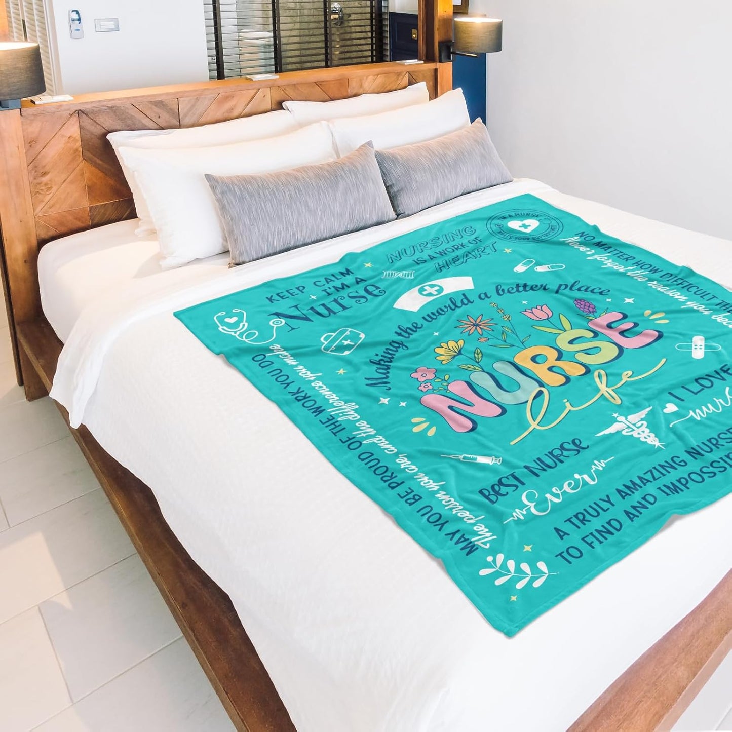 Blanket for Nurse Gifts, “Making the world a better place Nurse Life”, From Family Friends, Birthday, Christmas, Graduation, Inspirational