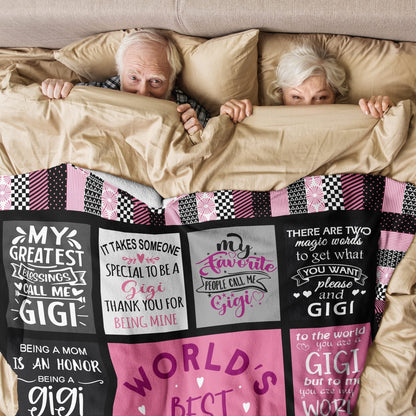 Gifts for Gigi Blanket - World’s Best Gigi Ever - From Grandchildren, Birthday, Christmas, Holiday, Everyday Encouragement, Inspirational