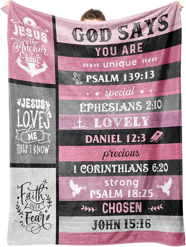 Blanket for Son Gifts, “God Says You Are Unique Special Lovely Precious Strong Chosen”, From Mom Dad, Birthday Christmas, Inspirational