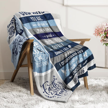 Blanket for Son Gifts, “God Says You Are Unique Special Lovely Precious Strong Chosen”, From Mom Dad, Birthday Christmas, Inspirational