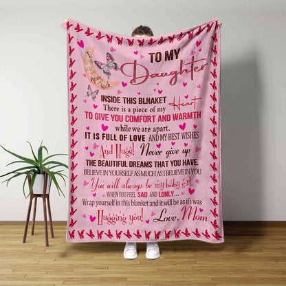 Gifts for Daughter Blanket, "To My Daughter, Never Give Up the Beautiful Dreams That You Have", From Mom, Birthday Christmas Graduation, Inspirational